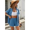 Ekouaer Women’s Ribbed Button Down Pajamas Sets 2 Piece Short Sleeve Shorts Pjs Knit Lounge Sets(Ocean Blue)
