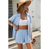 Ekouaer Women’s Ribbed Button Down Pajamas Sets 2 Piece Short Sleeve Shorts Pjs Knit Lounge Sets(Sky Blue)