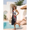Ekouaer Women’s Swimsuit Beach Cover Up Dress Spaghetti Strap V Neck Swimwear A Line 2026 Bathing Suit Coverups with Pockets(Flower Lotus)