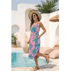 Ekouaer Women’s Swimsuit Beach Cover Up Dress Spaghetti Strap V Neck Swimwear A Line 2026 Bathing Suit Coverups with Pockets(Pink Coconut Tree)
