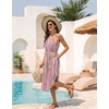 Ekouaer Women’s Swimsuit Beach Cover Up Dress Spaghetti Strap V Neck Swimwear A Line 2026 Bathing Suit Coverups with Pockets(Striped Ribbon)