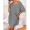 Ekouaer Womens Tshirt Nightgown Cotton V Neck Sleepshirts Comfy Casual Nightshirt for Women(Light Grey)