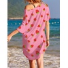 Ekouaer Womens Tshirt Nightgown Cotton V Neck Sleepshirts Comfy Casual Nightshirt for Women(Pink Strawberry)