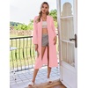 Ekouaer Zipper Robes for Women Long Knit Bathrobes Lightweight Full Length Housecoat with Pockets Nightgown S-3XL(Pink)