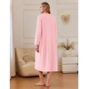 Ekouaer Zipper Robes for Women Long Knit Bathrobes Lightweight Full Length Housecoat with Pockets Nightgown S-3XL(Pink)