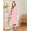 Ekouaer Zipper Robes for Women Long Knit Bathrobes Lightweight Full Length Housecoat with Pockets Nightgown S-3XL(Pink)