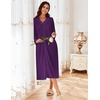 Ekouaer Zipper Robes for Women Long Knit Bathrobes Lightweight Full Length Housecoat with Pockets Nightgown S-3XL(Purple)