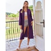 Ekouaer Zipper Robes for Women Long Knit Bathrobes Lightweight Full Length Housecoat with Pockets Nightgown S-3XL(Purple)