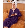 Ekouaer Zipper Robes for Women Long Knit Bathrobes Lightweight Full Length Housecoat with Pockets Nightgown S-3XL(Purple)