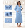 Ekouaer Zipper Robes for Women Long Sleeve Lightweight House Coats with Pockets Zip Up Bathrobe Loungewear S-3XL(Light Blue)