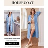 Ekouaer Zipper Robes for Women Long Sleeve Lightweight House Coats with Pockets Zip Up Bathrobe Loungewear S-3XL(Light Blue)