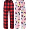 Ekouaer 2 Pack: Boys Pajamas Pants Soft Elastic Waist PJ Bottoms Comfy Lounge Long Pants with 2 Pockets 4-14 Years(Red Plaid_butterfly)