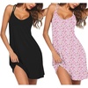 Ekouaer 2 Pack Nightgowns for Women Racerback Sleeveless Night Shirt Sexy Sleep Dress Spaghetti Strap Sleepwear S-XXXL(2 Pack-black/Pink Flower)