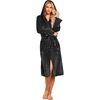 Ekouaer Fleece Robes for Women with Hooded Warm Soft Cozy Long Plush Bathrobe S-XXL(B-black)