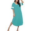 Ekouaer Long Nightgown, Womens V Neck Loungewear Oversized Sleepwear Loose Sleep Dress S-4XL(Light Green)