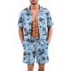 Ekouaer Men’s Hawaiian Shirt and Shorts Sets 2 Piece Beach Outfits Button Down Summer Pajamas Set Vacation Lounge Sets XS-XXL(Coconut Tree & Light Blue)