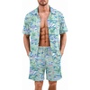 Ekouaer Men’s Hawaiian Shirt and Shorts Sets 2 Piece Beach Outfits Button Down Summer Pajamas Set Vacation Lounge Sets XS-XXL(Flamingo)