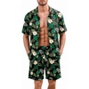 Ekouaer Men’s Hawaiian Shirt and Shorts Sets 2 Piece Beach Outfits Button Down Summer Pajamas Set Vacation Lounge Sets XS-XXL(Hawaiian Flower Green Leaves)