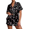 Ekouaer Pajamas for Women Set Silk Satin Pjs Button Down Sleepwear Summer Loungewear Top and Shorts Lounge Set S-XXL(Cherry)