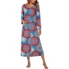 Ekouaer Women Long House Coat Zipper Front Robes Full Length Nightgowns with Pockets Striped Loungewear S-4XL(Bohemian Blue)