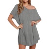 Ekouaer Womens Tshirt Nightgown Cotton V Neck Sleepshirts Comfy Casual Nightshirt for Women(Light Grey)