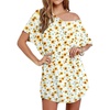 Ekouaer Womens Tshirt Nightgown Cotton V Neck Sleepshirts Comfy Casual Nightshirt for Women(Sunflower)