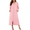 Ekouaer Zipper Robes for Women Long Knit Bathrobes Lightweight Full Length Housecoat with Pockets Nightgown S-3XL(Pink)