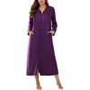 Ekouaer Zipper Robes for Women Long Knit Bathrobes Lightweight Full Length Housecoat with Pockets Nightgown S-3XL(Purple)