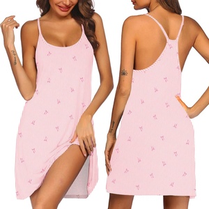 Ekouaer Women’s Racerback Sleeveless Nightgown(Pink Striped Bow)