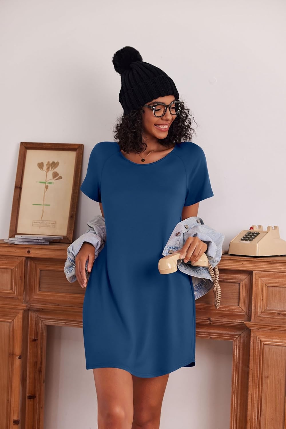 image:imageEkouaer 3 Pack Nightgowns for Women Short Sleeve Sleepshirt Button Down Nightshirt Soft Pajamas Dress Casual SleepwearBlackBlueGrey