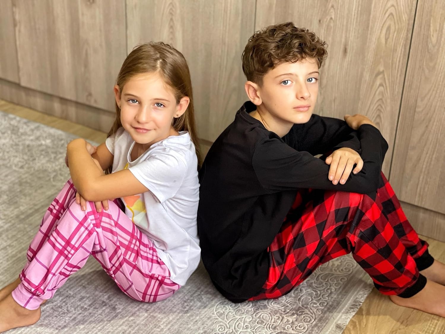 image:imageEkouaer Boys Jogger Pajama Pants Long Plaid Pj Pants Elastic Waistband Lounge Pants with PocketsNavy Blue Plaid