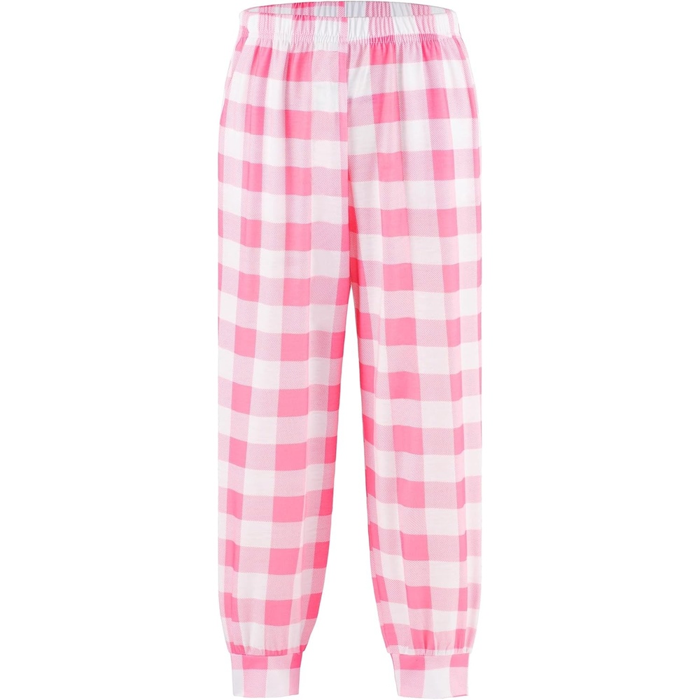 image:imageEkouaer Boys Jogger Pajama Pants Long Plaid Pj Pants Elastic Waistband Lounge Pants with PocketsGz75pink Plaid