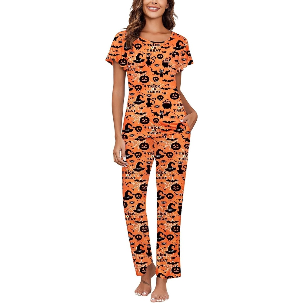 image:imageEkouaer Pajama Sets for Women 2 Piece Lounge Set Short Sleeve Pj Sets and Long Pants Sleepwear Set