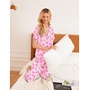 Ekouaer 2 Pack：Womens Pajamas Short Sleeve Pjs Notch Collar Button Up Loungewear Cozy Sleepwear Sets(Cherries and Bows)