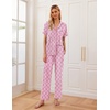 Ekouaer 2 Pack：Womens Pajamas Short Sleeve Pjs Notch Collar Button Up Loungewear Cozy Sleepwear Sets(Flower)