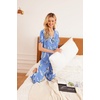 Ekouaer 2 Pack：Womens Pajamas Short Sleeve Pjs Notch Collar Button Up Loungewear Cozy Sleepwear Sets(Rose and Flower)