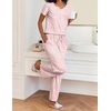 Ekouaer 2 Piece Womens Pajamas Short Sleeve Top and Long Pants Pjs Set Printed Sleepwear with Pocket(A Rose Pink Leopard)