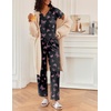 Ekouaer 2 Piece Womens Pajamas Short Sleeve Top and Long Pants Pjs Set Printed Sleepwear with Pocket(Black Butterfly)