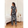Ekouaer 2 Piece Womens Pajamas Short Sleeve Top and Long Pants Pjs Set Printed Sleepwear with Pocket(Flowers Black)