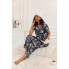 Ekouaer 2 Piece Womens Pajamas Short Sleeve Top and Long Pants Pjs Set Printed Sleepwear with Pocket(Flowers Black)