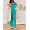 Ekouaer 2 Piece Womens Pajamas Short Sleeve Top and Long Pants Pjs Set Printed Sleepwear with Pocket(Lake Green)