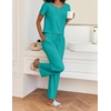 Ekouaer 2 Piece Womens Pajamas Short Sleeve Top and Long Pants Pjs Set Printed Sleepwear with Pocket(Lake Green)