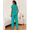 Ekouaer 2 Piece Womens Pajamas Short Sleeve Top and Long Pants Pjs Set Printed Sleepwear with Pocket(Lake Green)