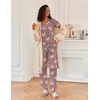 Ekouaer 2 Piece Womens Pajamas Short Sleeve Top and Long Pants Pjs Set Printed Sleepwear with Pocket(Leopard-print Bow)