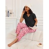 Ekouaer 2 Piece Womens Pajamas Short Sleeve Top and Long Pants Pjs Set Printed Sleepwear with Pocket(Pink Heart)