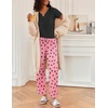 Ekouaer 2 Piece Womens Pajamas Short Sleeve Top and Long Pants Pjs Set Printed Sleepwear with Pocket(Pink Heart)