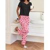 Ekouaer 2 Piece Womens Pajamas Short Sleeve Top and Long Pants Pjs Set Printed Sleepwear with Pocket(Pink Heart)
