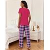 Ekouaer 2 Piece Womens Pajamas Short Sleeve Top and Long Pants Pjs Set Printed Sleepwear with Pocket(Pink Plaid)