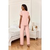 Ekouaer 2 Piece Womens Pajamas Short Sleeve Top and Long Pants Pjs Set Printed Sleepwear with Pocket(Pink Stripes)
