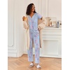Ekouaer 2 Piece Womens Pajamas Short Sleeve Top and Long Pants Pjs Set Printed Sleepwear with Pocket(Pink and Purple Tie-dye)